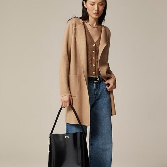 J. Crew Juliet Collarless Sweater-Blazer Size Small in Heather Khaki - Picture 1 of 4